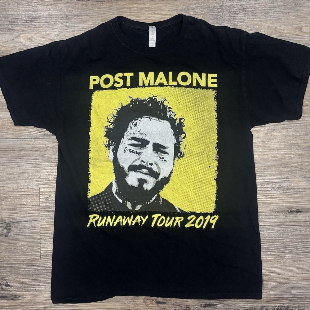 Post Malone Runaway Tour‎ 2019 Concert Merch US City Tour T-Shirt Size L Black